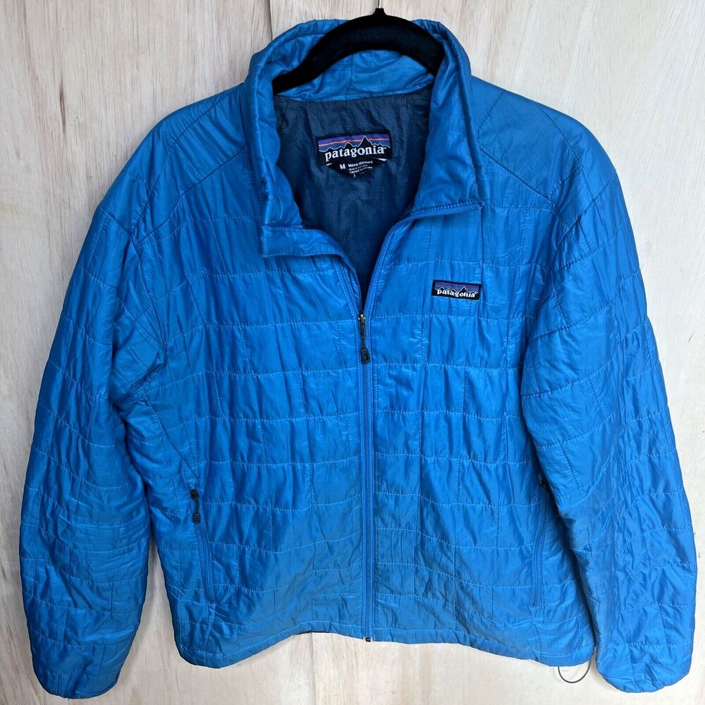Patagonia Mens Size Medium Micro Nano Puff Jacket Coat Full Zip Blue Insulated